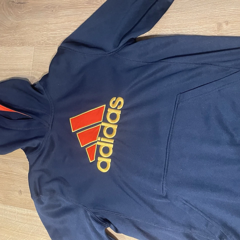 Adidas Hoodie 14/16 Navy & Orange (Kids Large) Embroidered Text - Image 2 of 4