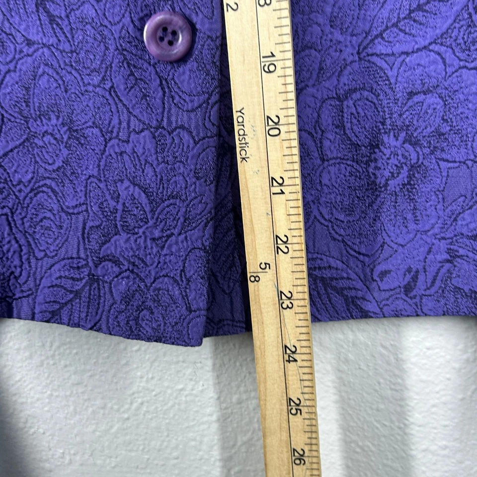 Chaqueta Coldwater Creek para mujer XL púrpura floral jacquard botón carcasa delantera Foto 4 de 4