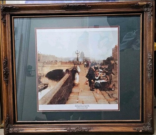 The Streets of Dublin, Ireland oil painting wood framed Frederick Osborne (1859- - Picture 1 of 9