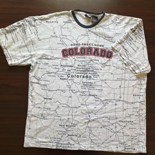 Vintage Colorado State Of Mine Map AOP Shirt Size XL
