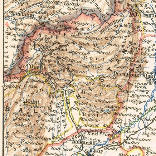 KASHMIR TIBET INDIEN 1928 NEPAL BHUTAN ORIGINAL VINTAGE KARTE Kolkata Amritsar - Bild 6 von 12