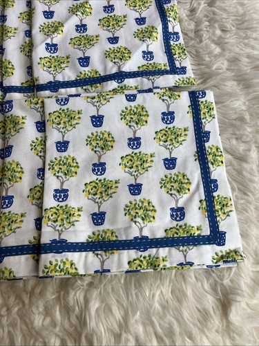 NEW Set Of 8 Pomegranate,inc. Lemon Tree Topiary Cotton Napkins 20x20” India - Picture 5 of 5