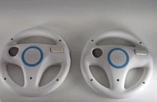 2 Nintendo Wii White Racing Steering Wheel for Mario Kart RVL-024 - Genuine OEM