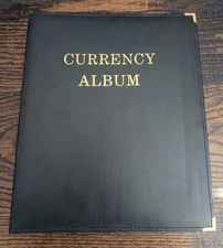Banknotes Album Large Currency Notes 72 Notes Black Leatherette Deluxe