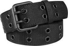 Drizzte 55'' Big and Tall Size Double Prong Belt Black Grommet Nylon Belts fo...