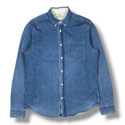 Acne Studios Isherwood Denim Shirt Classic Fit Blue Cotton Button Down Mens Sz M