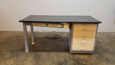 6' Blue and Gray Table W/ 5 Drawer Kewaunee Casework (1369AA)(1369AA)