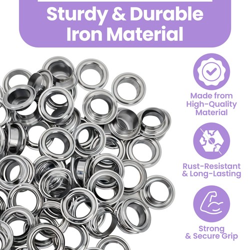 100/500pcs Iron Eyelets 5mm-12mm for Signs Leather Banners Gold/Silver Eyelet - Picture 21 of 100