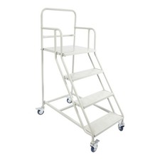4 Step Rolling Stair Heavy Duty Ladder Non Slip Steps for Warehouse Shop Indoor