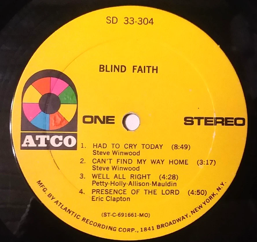 BLIND FAITH - Self Titled - LP Vinyl  1969 1st Press  ATCO SD33-304 - Image 4 of 4