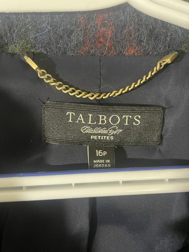 Talbots Plaid Fuzzy Wool Buckle Front Coat Size 16 Petite NEW Collar Classic - Picture 6 of 7