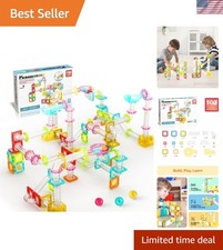 Compact 100pc Mini Marble Run Construction Set with Launcher for On-The-Go Fun