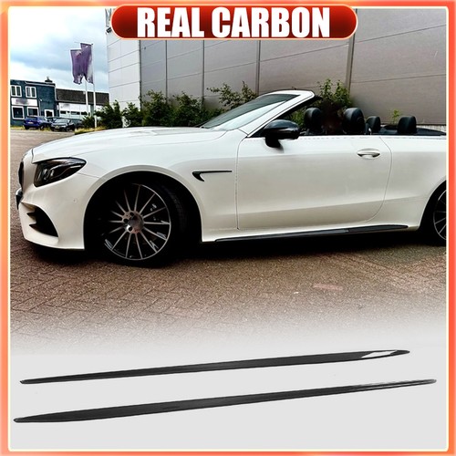 For Benz E-Class C238 A238 E250 2017-18 Real Carbon Side Skirts Lip Spoiler 2PCS - Picture 1 of 16