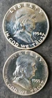 1954 and 1955 Proof 50c Franklin Silver Half Dollars
