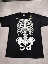 Glow In The Dark Skeleton Shirt Mens Large Black Halloween Costume Graphic Tee
