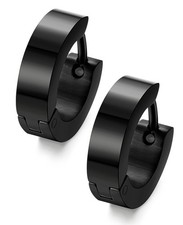 Jstyle Stainless Steel Unique Small Hoop Earrings for Men Huggie 20G, Black