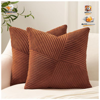 Kissenbezug 45X45 Karamell Orange 2Er Set Cord Streifen Muster FüR Sofa Bett