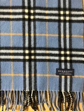 Vhtf Color Burberry Pure Cashmere Nova Check Muffler Dark Light Blue Men Scarf A