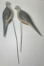 Pair Primitive Carved & Painted Dove Decoys  American 20th.century