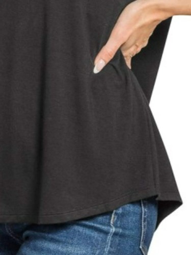 Fließendes Viskose Kurzarm T-Shirt mit rundem Saum | Damen Freizeit Oberteil - Bild 3 von 4