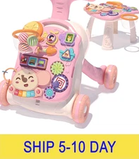 QDRAGON 3 in 1 Baby Walker and Activity Center for Girl, Learning to Walk, Sit t