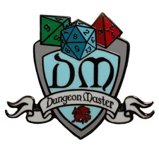 DM Dungeon Master Shield - 1.5" Enamel Pin, Great for Tabletop Gamers