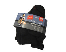 5 Pair Hanes Black Men's Premium Cushion Ankle Socks Sizes 6-12