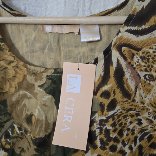 Women's Brown Dress Animal Print 100% Cotton Sleeveless Casual Summer Beach XL - Picture 6 of 12