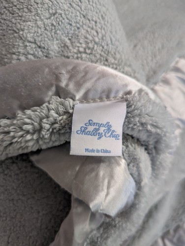 Original Simply Shabby Chic Blanket Rare Blue-Green Queen Two Ply 98X95 - Picture 3 of 8