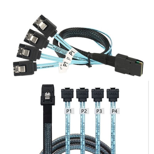 Mini SAS Cable SFF-8087 To 4 SATA3.0 Straight/Elbow 7PIN Hard Drive Data Cable - Picture 2 of 18