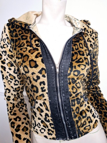 Lip Service- Freaks In Fur Hoodie- Y2K Cheetah Print Gothic Punk Mallgoth - Picture 4 of 8