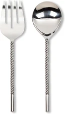 Twist Handle Salad Servers - Stainless Steel, (10.5"L)