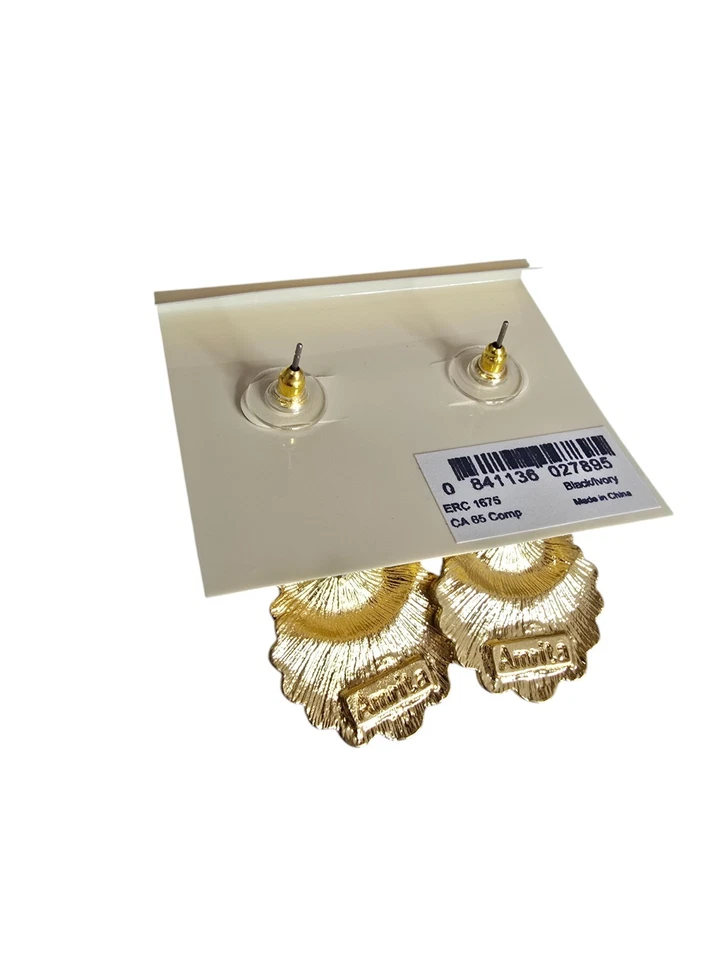 Pendientes colgantes Amrita Singh para mujer esmalte negro y marfil cristal nuevos con etiquetas Foto 3 de 3