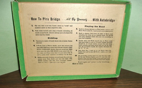 1959 Vtg Auto Bridge Play Yourself Bridge Game - Advanced Bridge Players USA - Picture 8 of 15