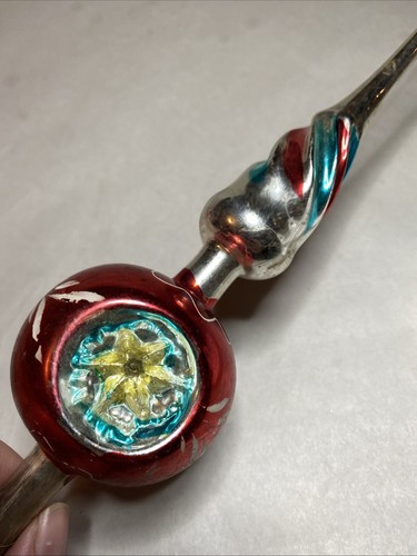 Vintage Christmas Indent Finial Twisted Tree Topper Blown Glass Approx 11" - Picture 5 of 10