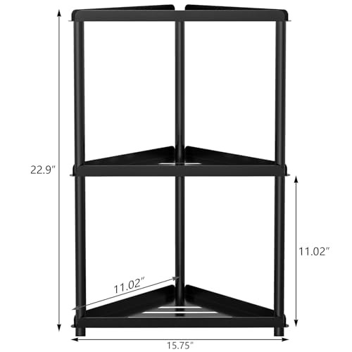 Corner Shower Caddy Standing, 3 Tier Shower Organizer Stand, Metal 3-tier Black - Picture 2 of 6