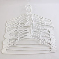Lot of 10 White Tubular Plastic Standard Size Notched Hangers