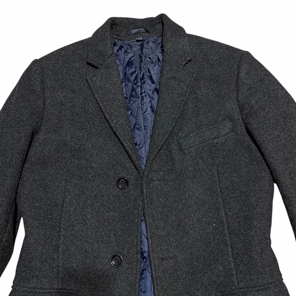 Abrigo para hombre J.Crew talla 38 gris oscuro mezcla de lana forro acolchado de un solo pecho Foto 2 de 4