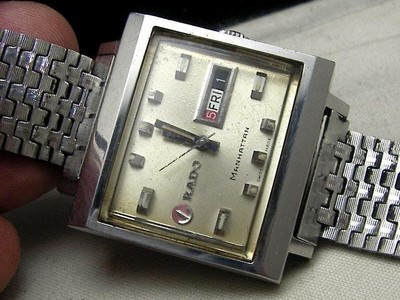 145/70's スイス ラドー マンハイム メンズ Rado Rado Manhattan 70s Auto Watch 34x40mm 1.34in × 1.57in 18cm