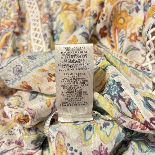Zac & Rachel Top Women Size XL Crocheted Lace Eyelet Paisley Floral Blouse Artsy - Picture 9 of 15