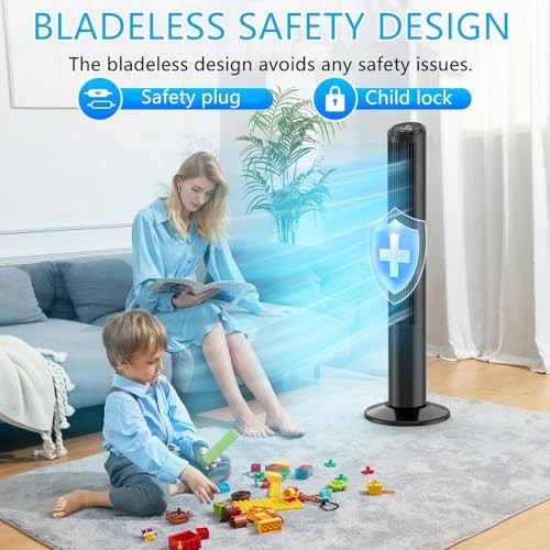 Tower Fan for Bedroom, Standing Fan that Blows Cold Black 40'' Tower Fan 4007R - Picture 6 of 8