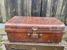 Vintage Retro Tin Metal Trunk Brass Fittings Coffee Table