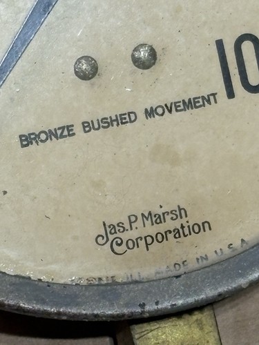 Vintage Jas. P Marsh & Corporation Chicago Pressure Gauge Steampunk Bronze 5” - Picture 3 of 3