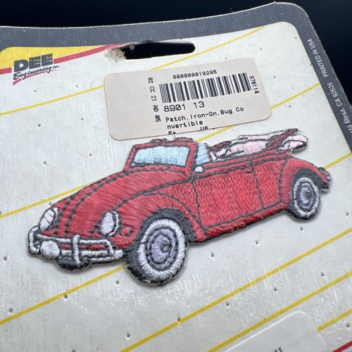 VTG VW Beetle Patch Volkswagen Red Bug Convertible Iron-On Made USA NOS Bugpack - Picture 2 of 6