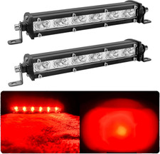 7-Inch 18W Red Single Row Off-Road Led Light Bar Pods, Work Driving Fog Lights,