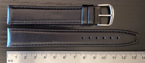 Vintage NOS Hadley Roma 20mm Black Oil-Tan Leather Leather Watch Band (XL) - Picture 3 of 7