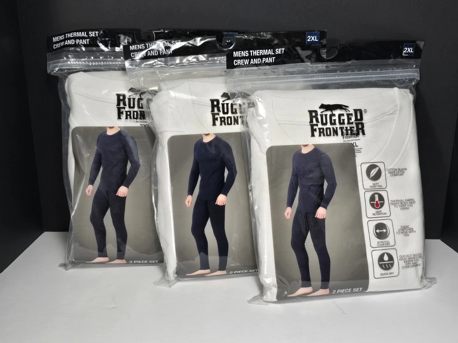 Lot Of 3 Rugged Frontier 2-piece White Men's 2XL Warm Thermal Underwear Set
Opens in a new window or