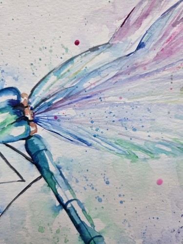 New Original signed watercolour painting signed by Elle Smith Art of a Dragonfly - Picture 7 of 8