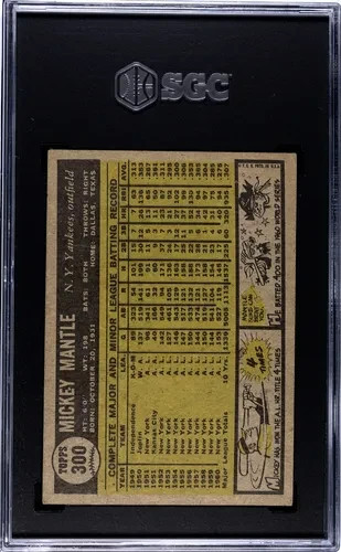 1961 Topps #300 Mickey Mantle Yankees SGC 4 - Picture 2 of 2