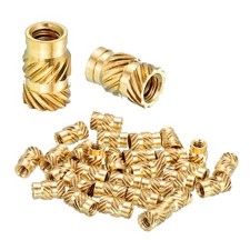 60 Pcs #2-56UNC x 7/32" l x 3.5mm OD Pure Brass Heat Set Threaded Inserts